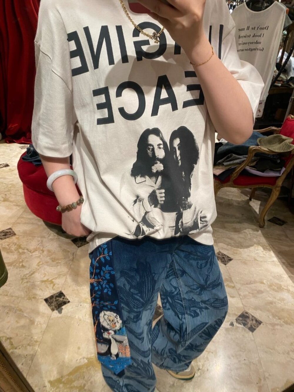 SAINT Mxxxxxx John Lennon Imagine Peace T-Shirt - White - Size M